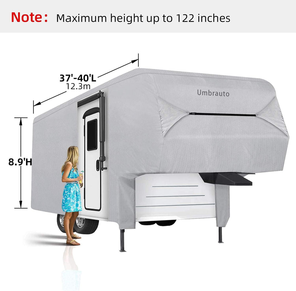 5th Wheel RV Cover 3 Layers Waterproof Breathable Gray O4371
