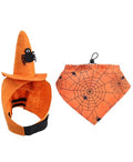 Dog Halloween Costumes 2Pcs Set Witch Hat and Bandana Black D495