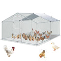 Large Metal Chicken Coop with Run and Waterproof Cover N649
