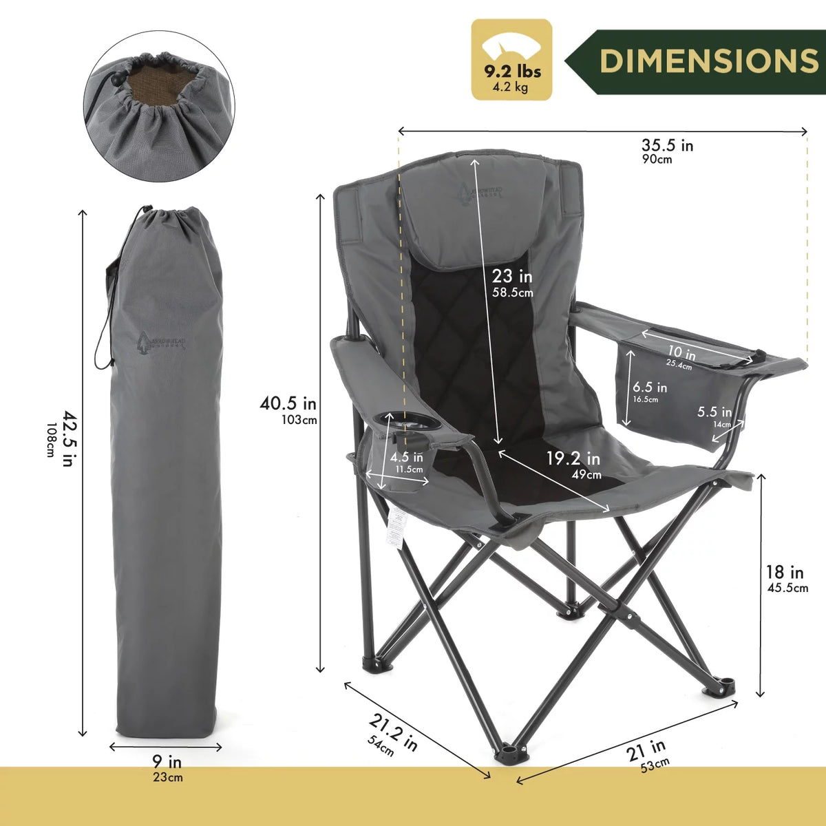 Folding Camping Quad Chair with Cooler and Carrying Bag V42822