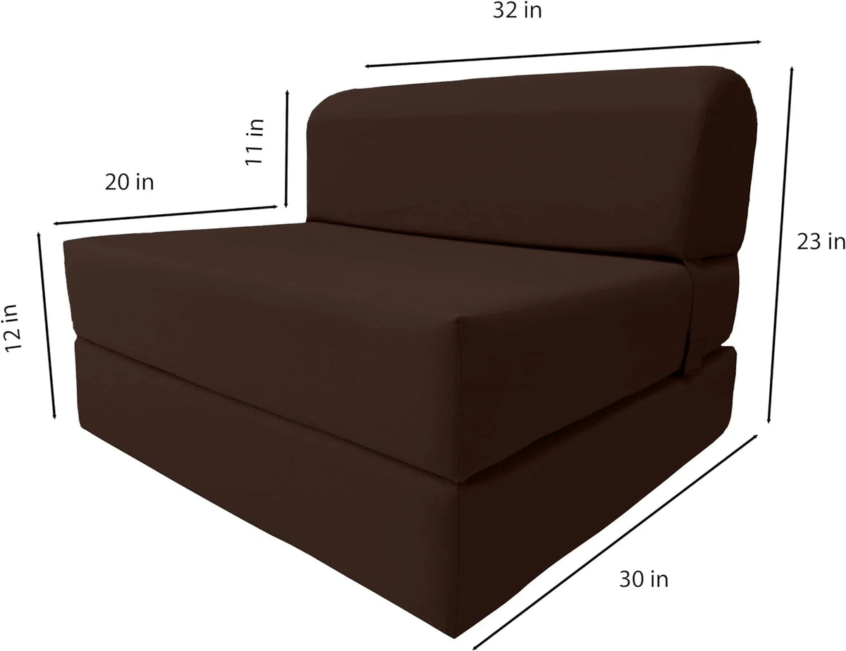 Twin Size Brown Folding Foam Sleeper Chair Q618975