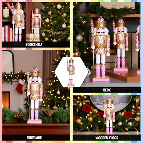 15 Inch Pink Wooden Nutcracker Ornaments Q902
