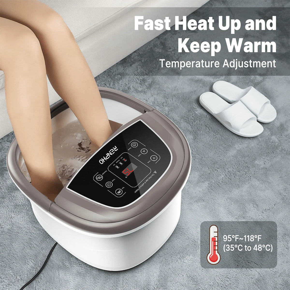 Foot Spa Bath Massager with Heat Bubbles Massage & Jets F675