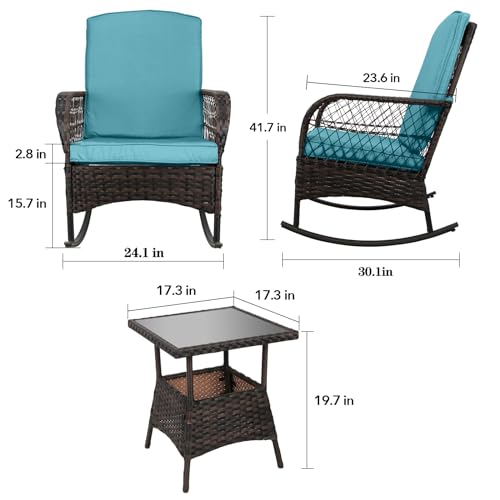3 pcs PE Wicker Outdoor Rocking Chairs W519346