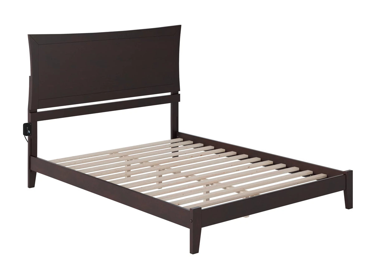 Queen Low Profile Wood Platform Bed Frame with Panel Headboard F6841