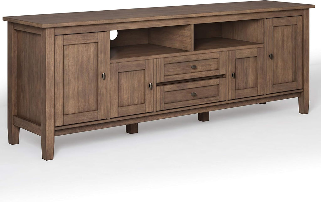 72 inch Wide Rustic Natural Aged Brown Solid Wood TV Media Stand D329622