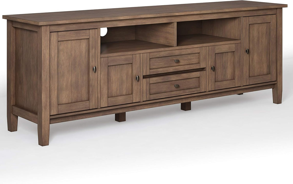 72 inch Wide Rustic Natural Aged Brown Solid Wood TV Media Stand D329622