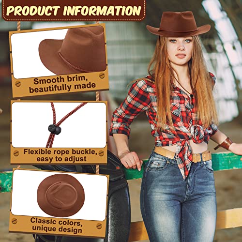 24 Pieces Disposable Plastic Cowboy Hat Set Felt Wide Brimmed J52523