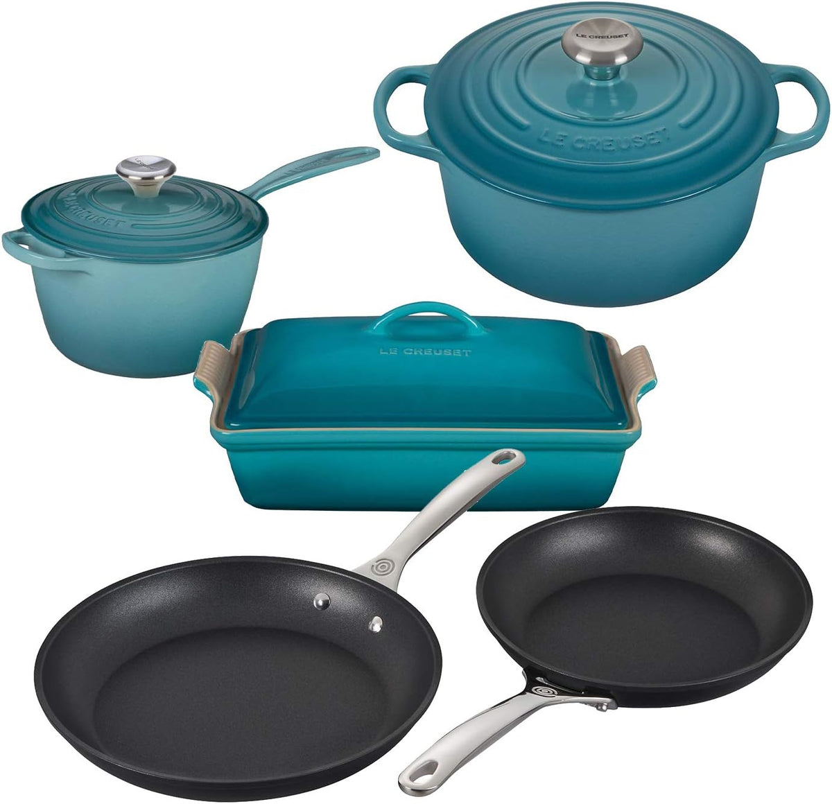 Enameled Cast Iron and Nonstick 8 Piece Cookware Set Y6856