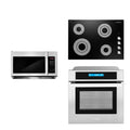 3 Piece Kitchen Appliance Package with Electric Cooktop Microwave Wall Oven L9823