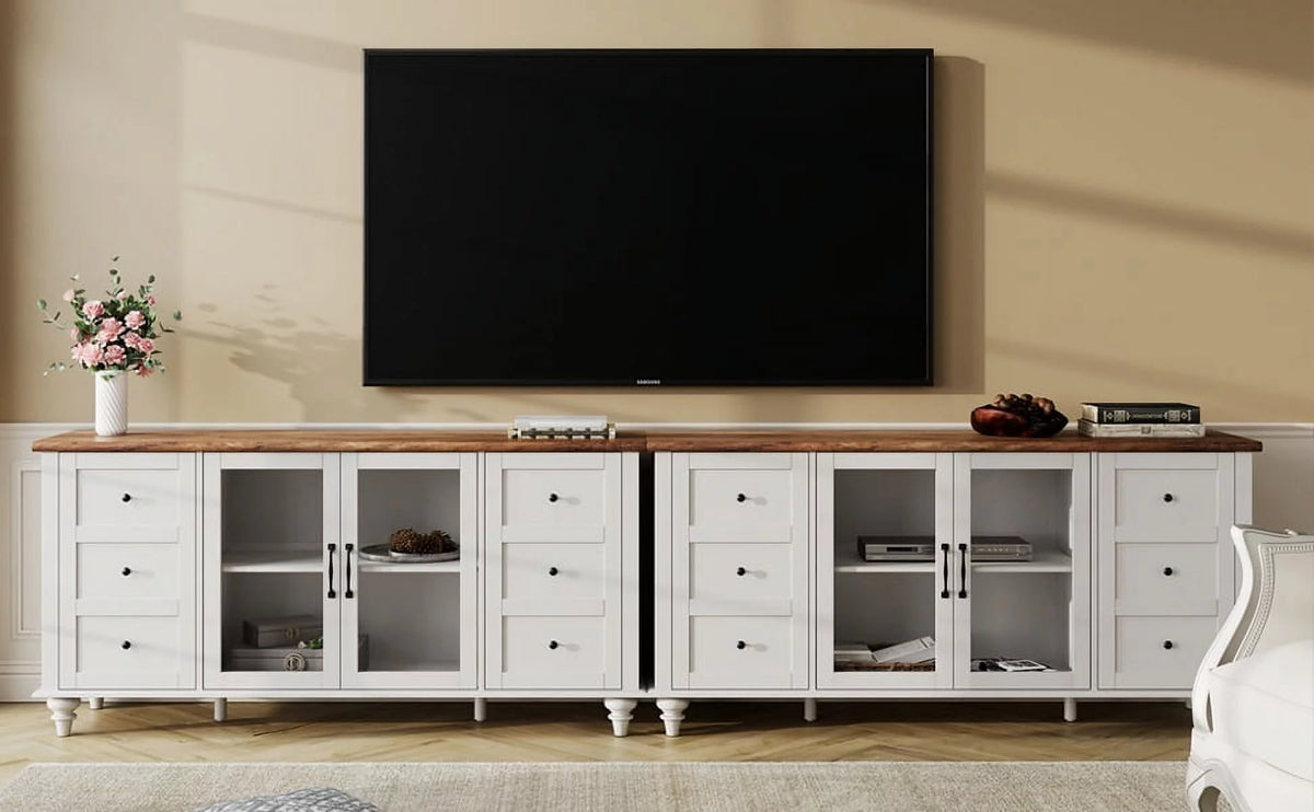White Glass and Wood TV Stand for 85-110 inch TV D1920