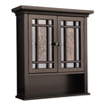 Wooden Wall Cabinet with Glass Mosaic Doors Q7136