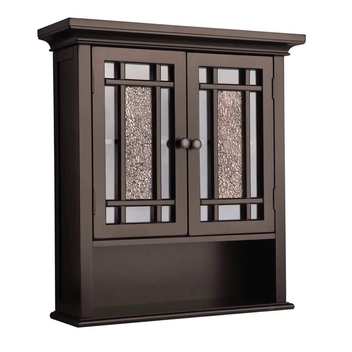 Wooden Wall Cabinet with Glass Mosaic Doors Q7136