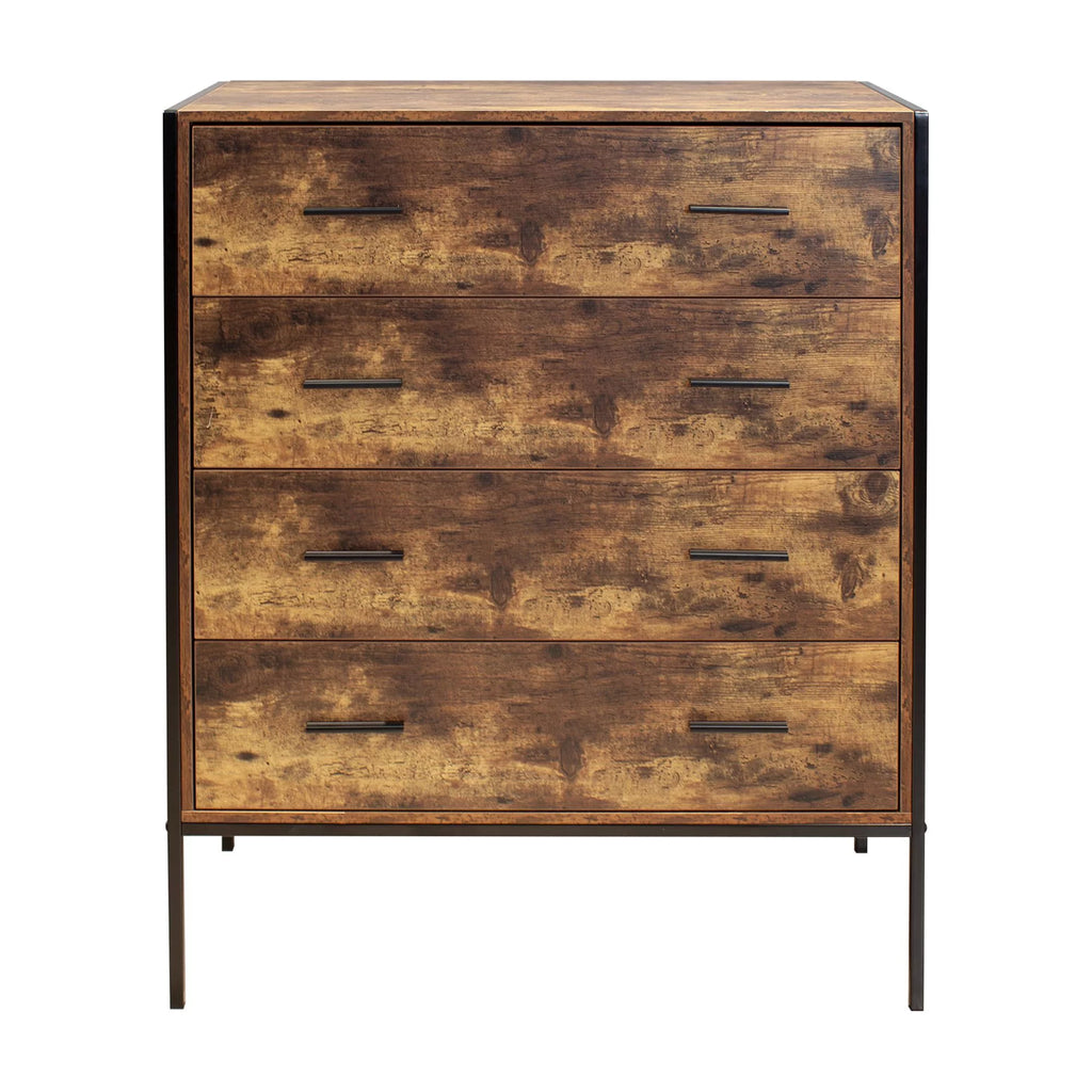 Rustic Brown 4 Drawer Wood Dresser V214147