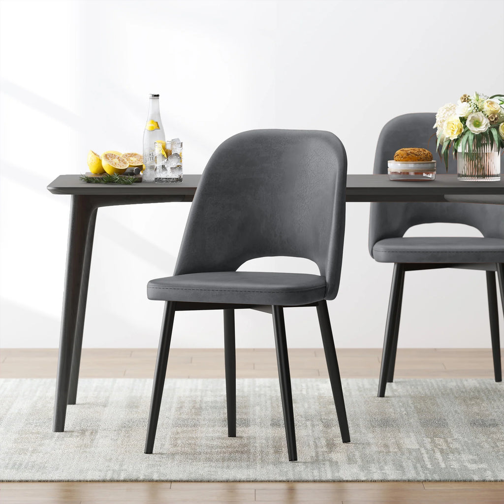 Black PU Leather Dining Chairs Set of 4 P6330