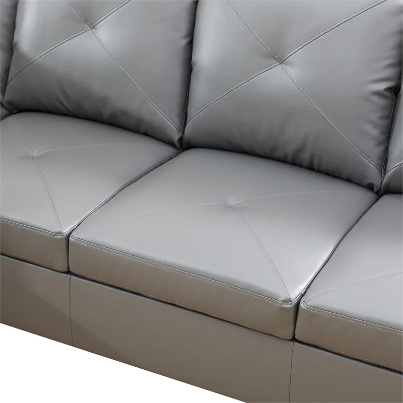 Faux Leather Left Facing Sectional Grey V706