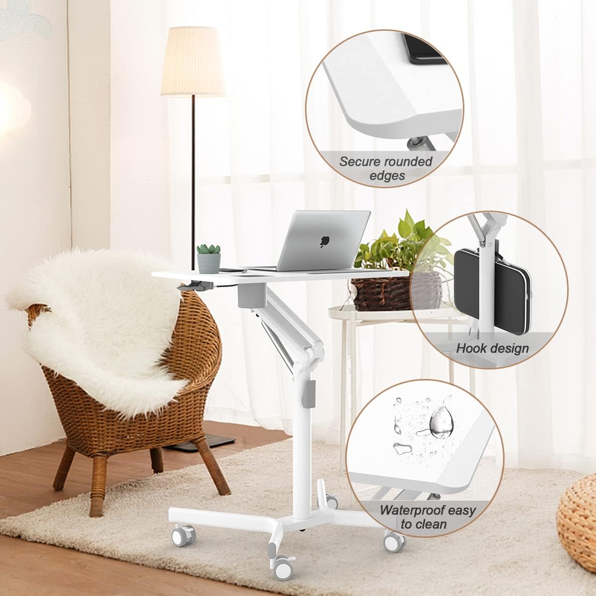 Portable Height Adjustable Laptop Desk with Wheels I950