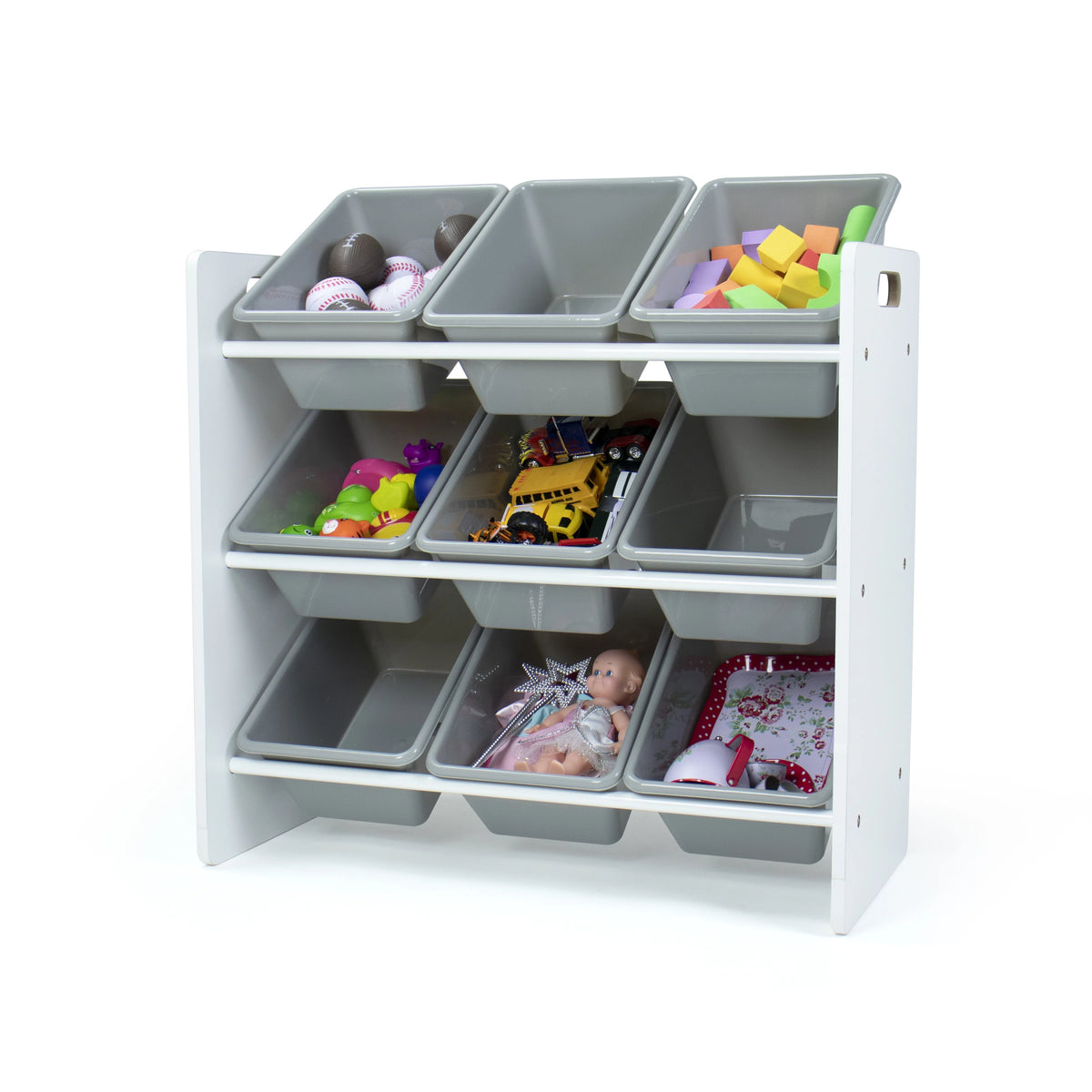 White Grey Toy Storage Organizer with 9 Bins P564