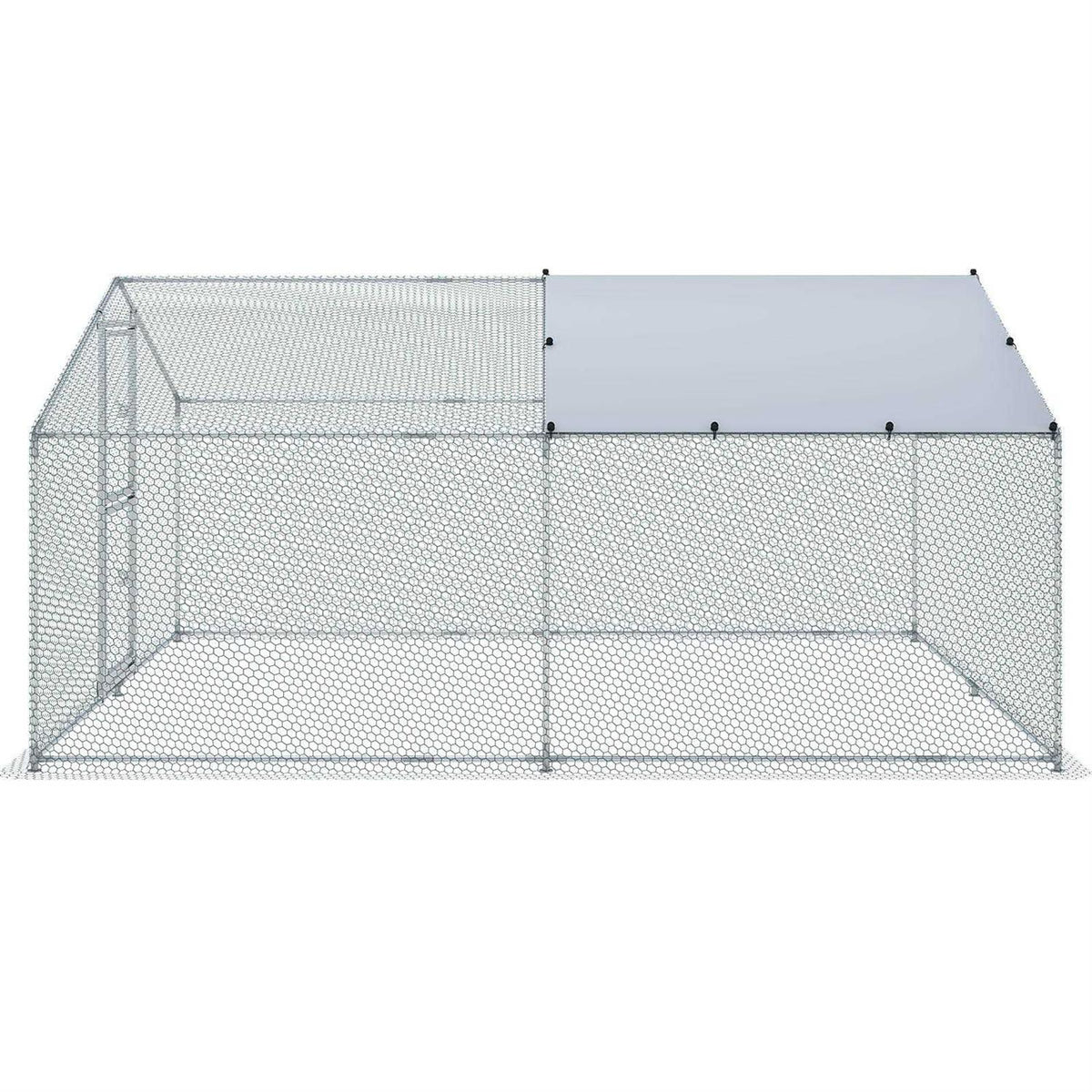 Large Metal Chicken Coop with Run and Waterproof Cover N649