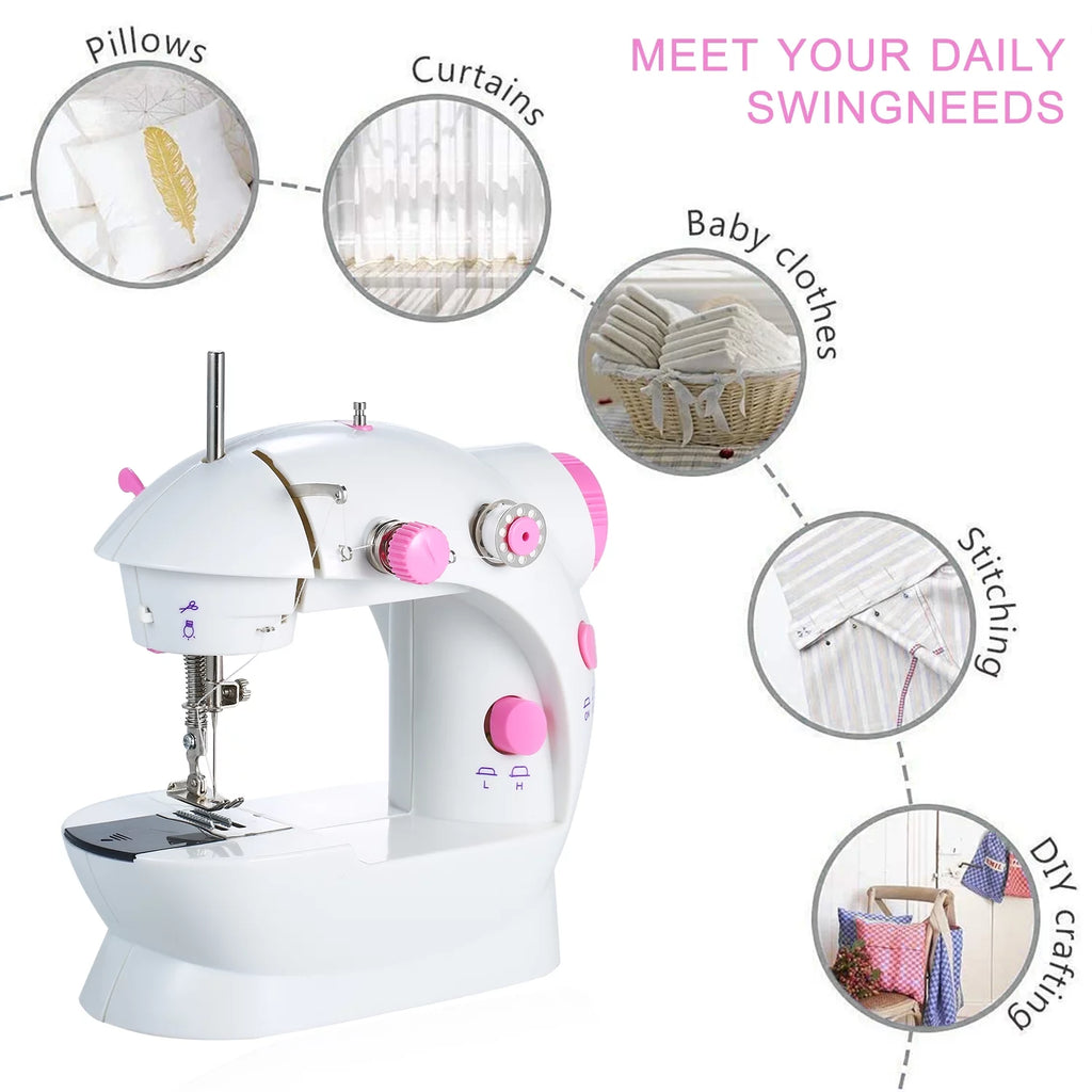 Adjustable 2-Speed Portable Electric Mini Sewing Machine with Lights and Cutter V3153