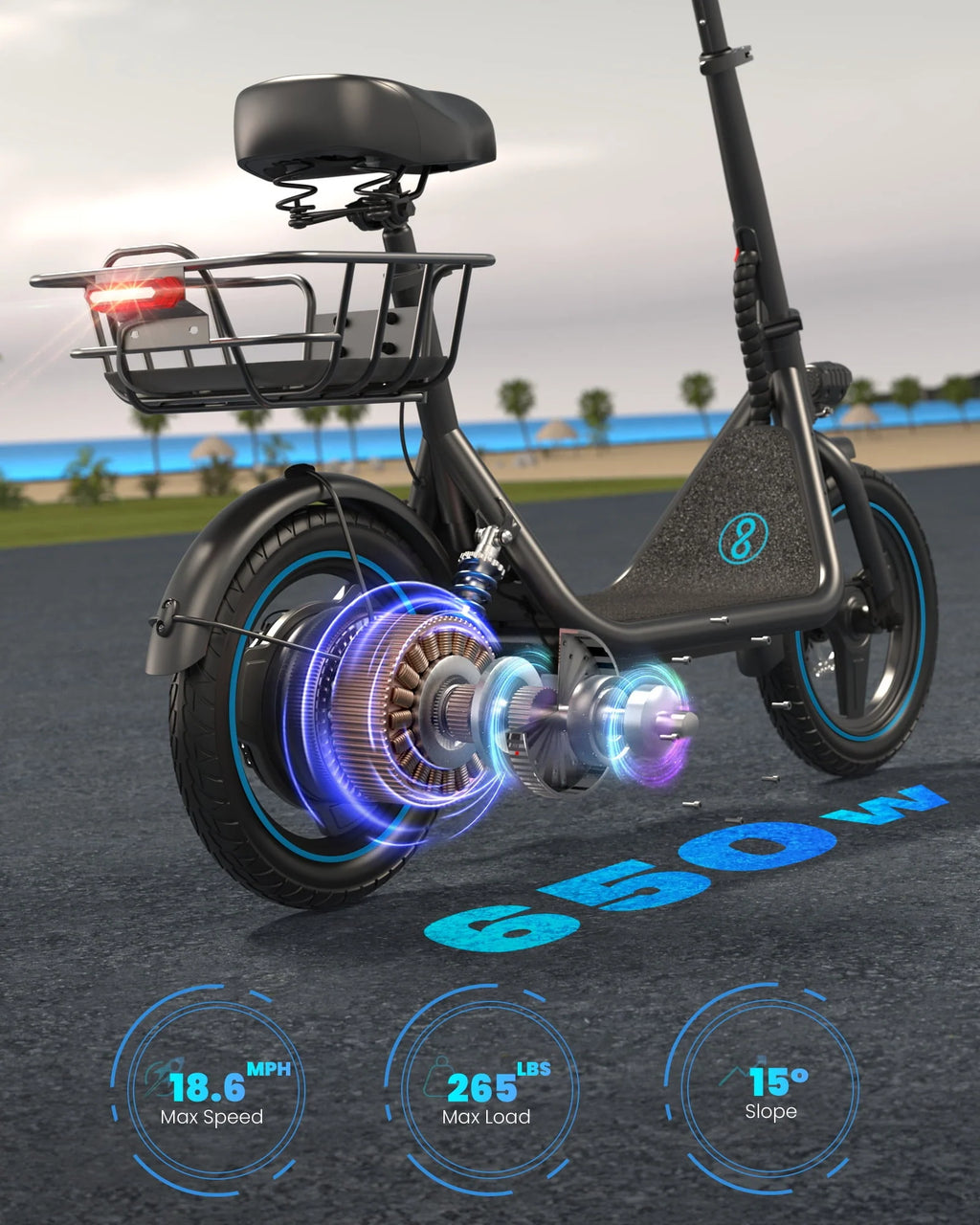 650W Electric Scooter with Seat G611