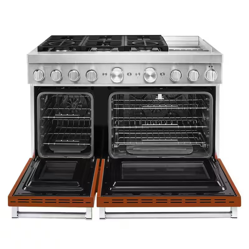 48 in. Smart Double Oven Dual Fuel Range with True Convection in Scorched Orange Z588