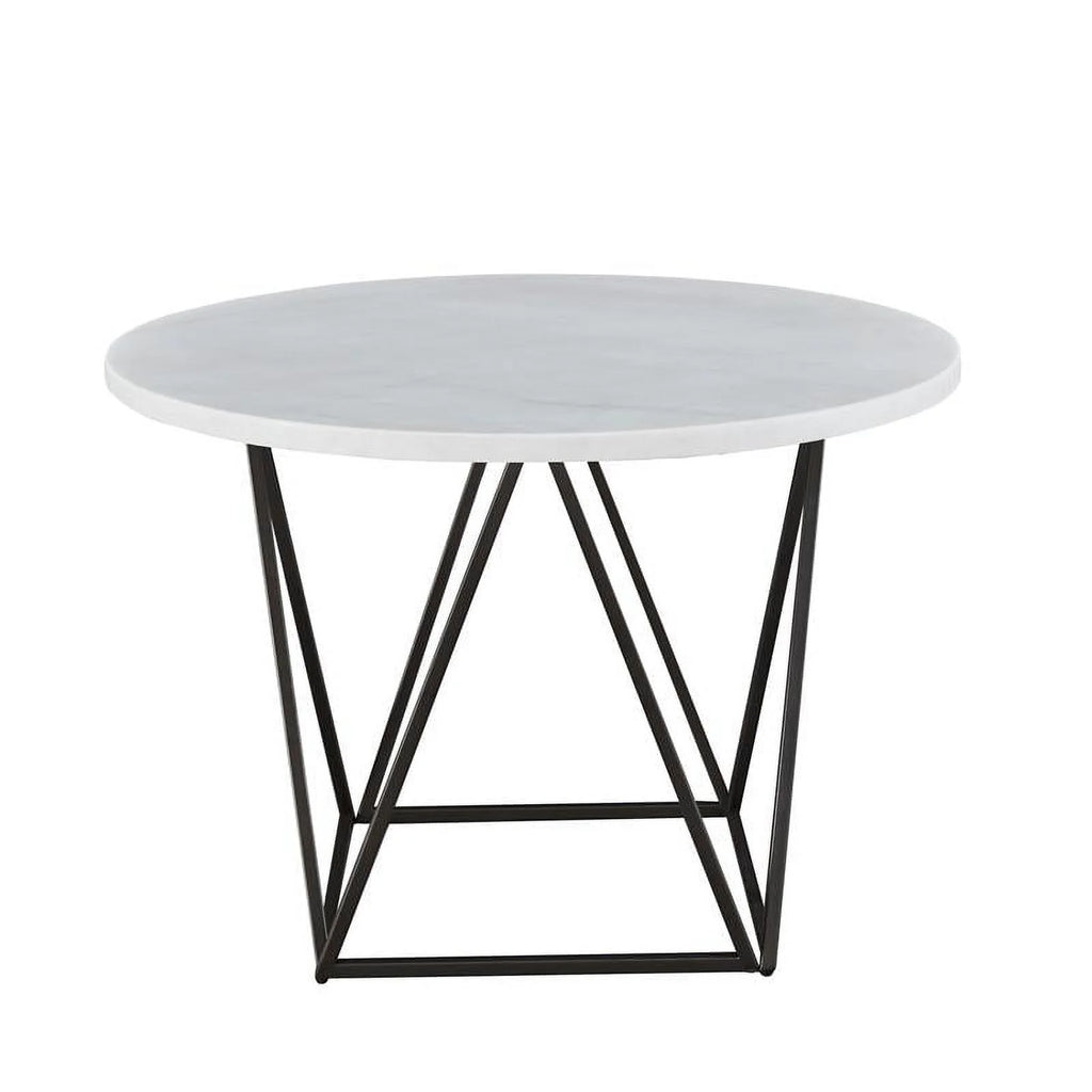 White Marble Top Metal 5-Piece Dining Set J1622