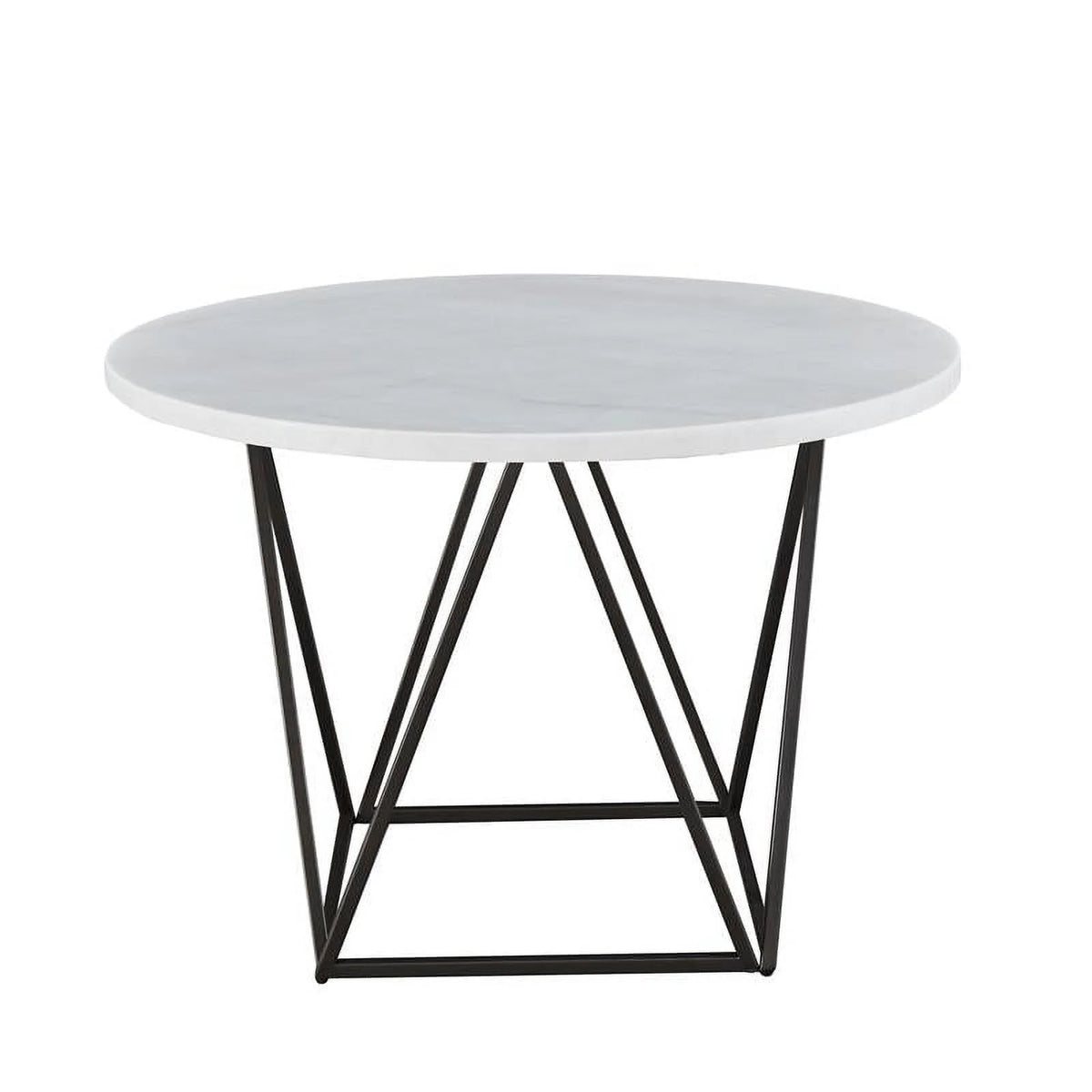 White Marble Top Metal 5-Piece Dining Set J1622