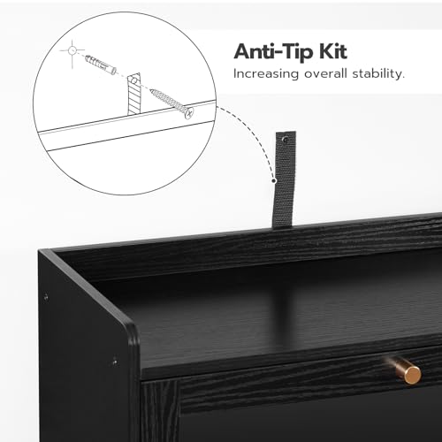 Black and Gold Pantry with Charging Station and LED Light F6577