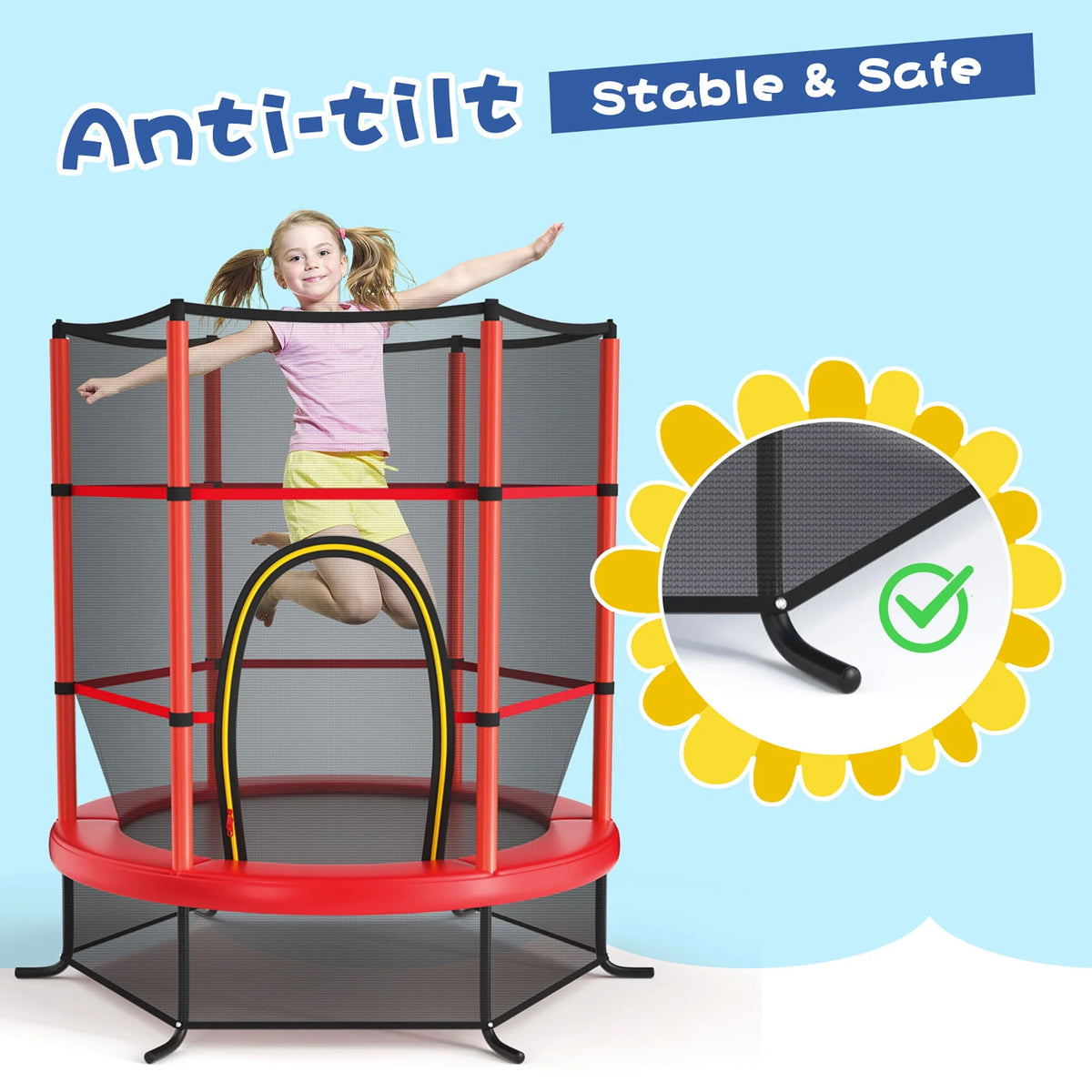 55 Kids Trampoline with Enclosure Net Green P752