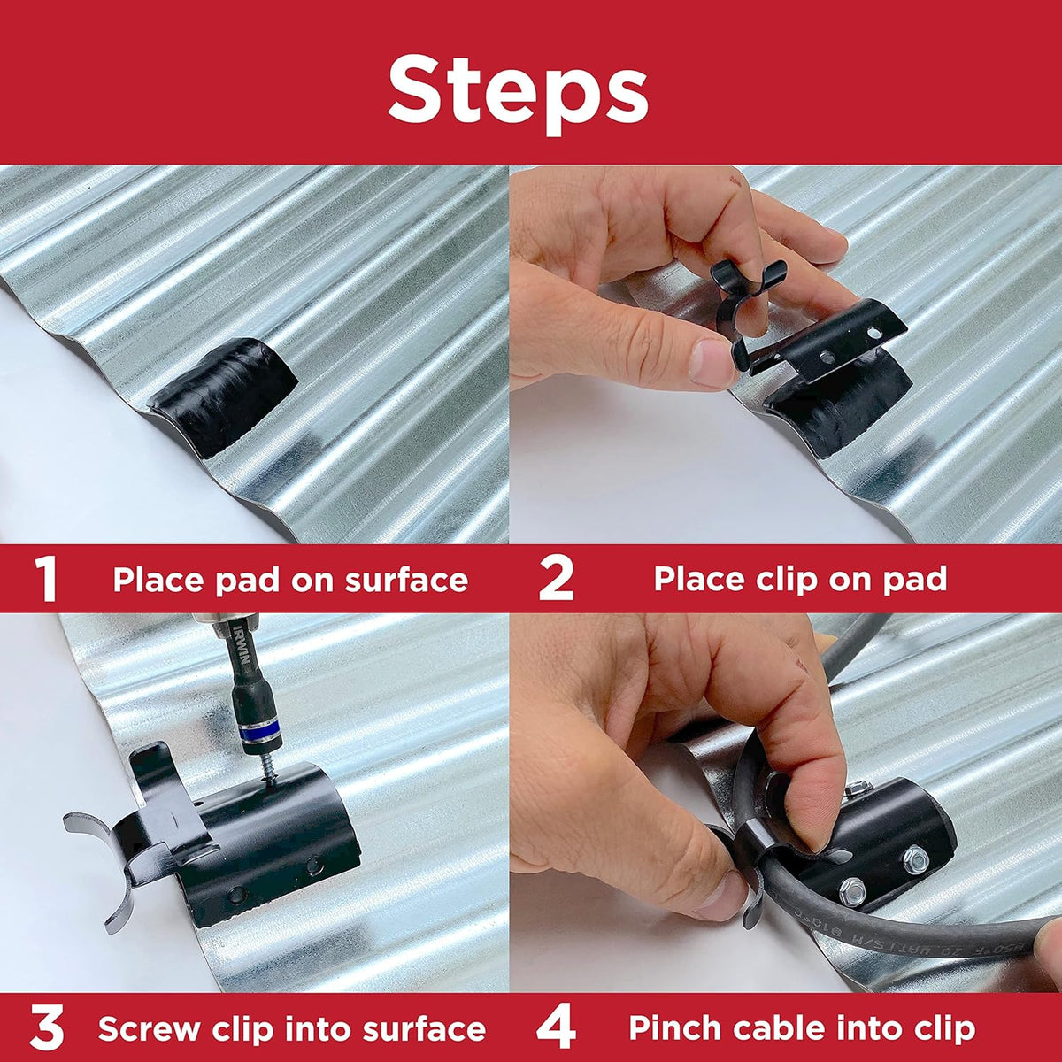Metal Roof Heat Cable Clip with Butyl Pads 10 pack Q23516