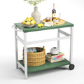 Outdoor Dining Cart Table Aluminum Grill Table with Wheels O8285