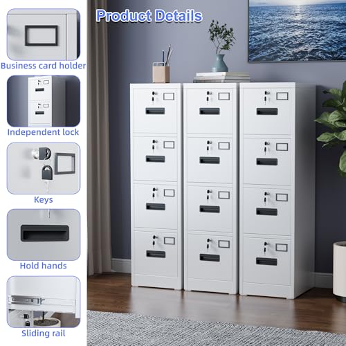 Black 3 Drawer Metal File Cabinet with Lock X61845