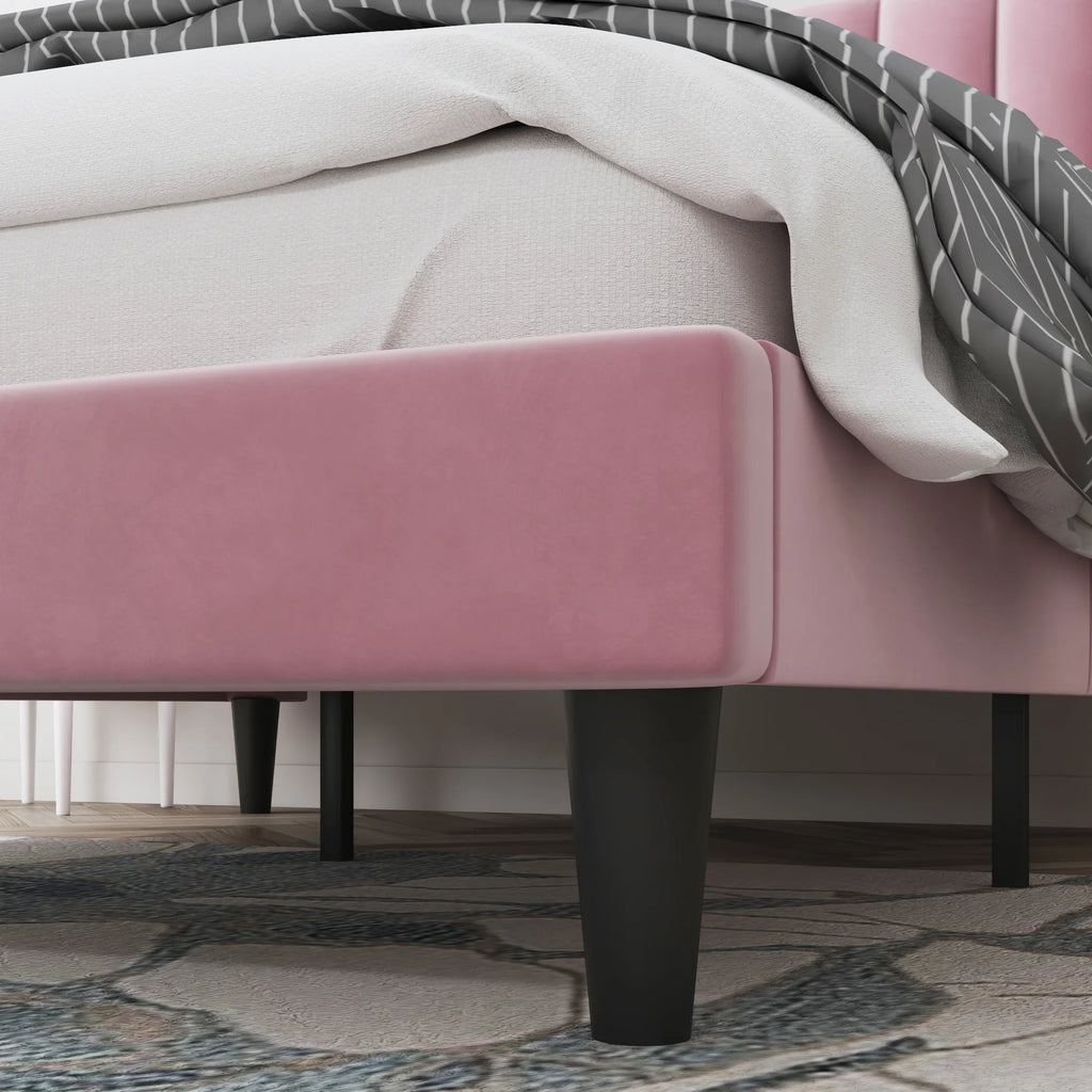 Queen Size Velvet Upholstered Platform Bed Frame W909