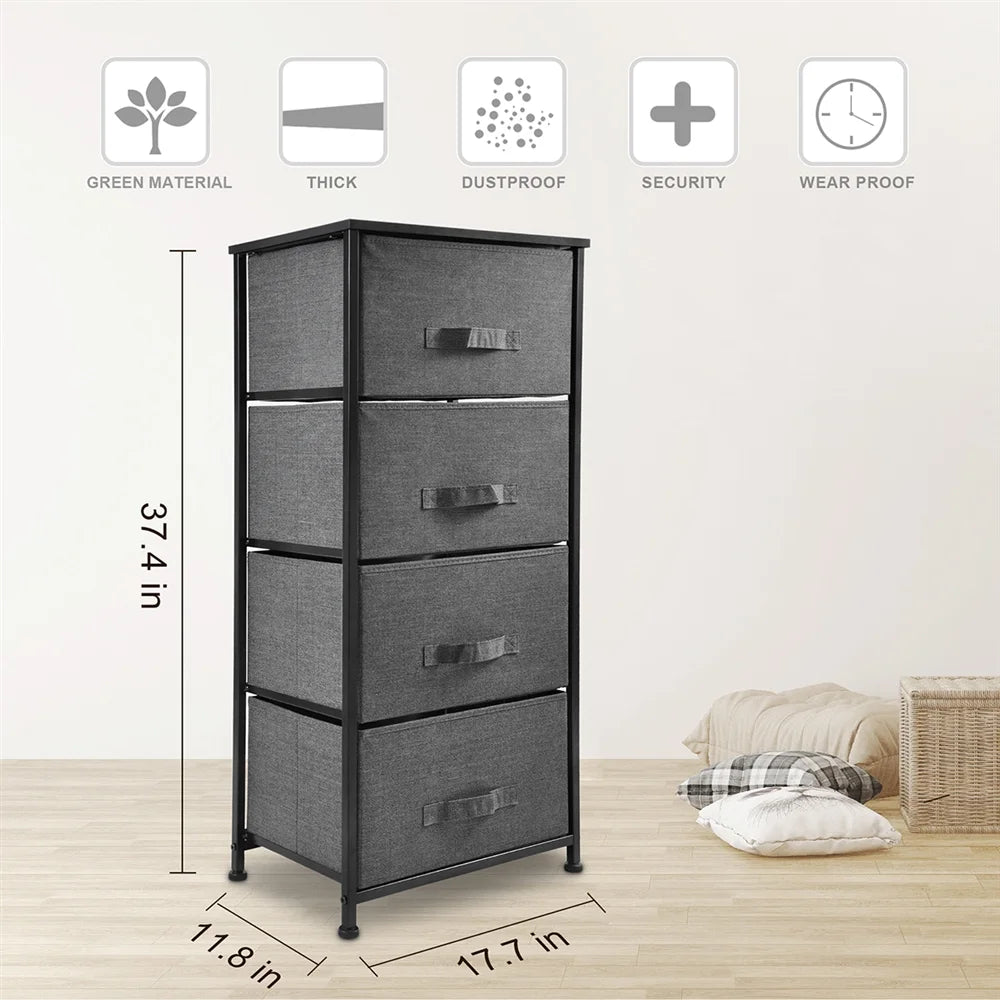 Dark Grey 4 Drawer Fabric Dresser Y8239