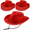 24 Pieces Disposable Plastic Cowboy Hat Set Felt Wide Brimmed J52523
