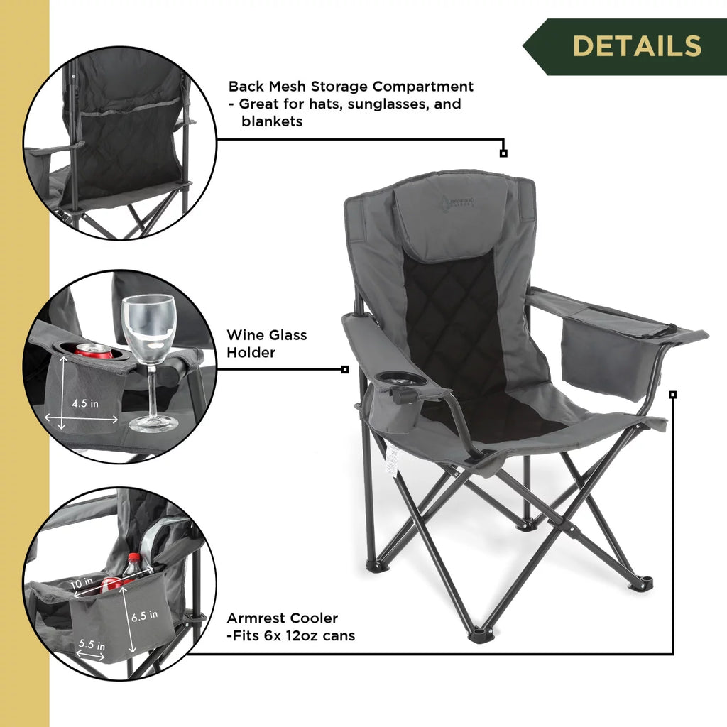 Folding Camping Quad Chair with Cooler and Carrying Bag V42822