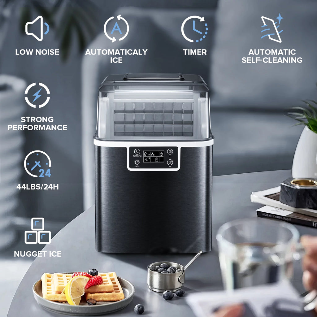 44Lbs/24H Self-Cleaning Countertop Ice Maker with Ice Scoop & Basket U4863