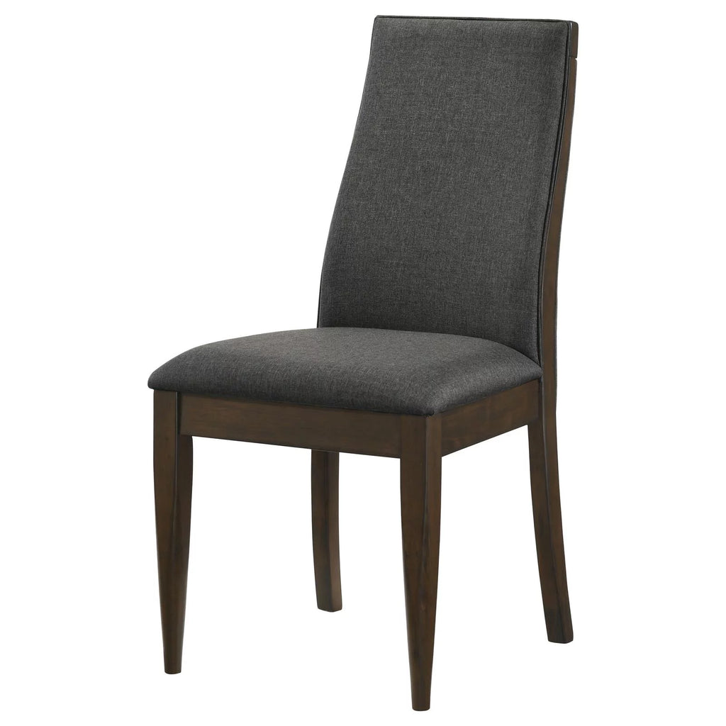 Upholstered Side Chair Set of 2 Grey Dark Walnut I129350