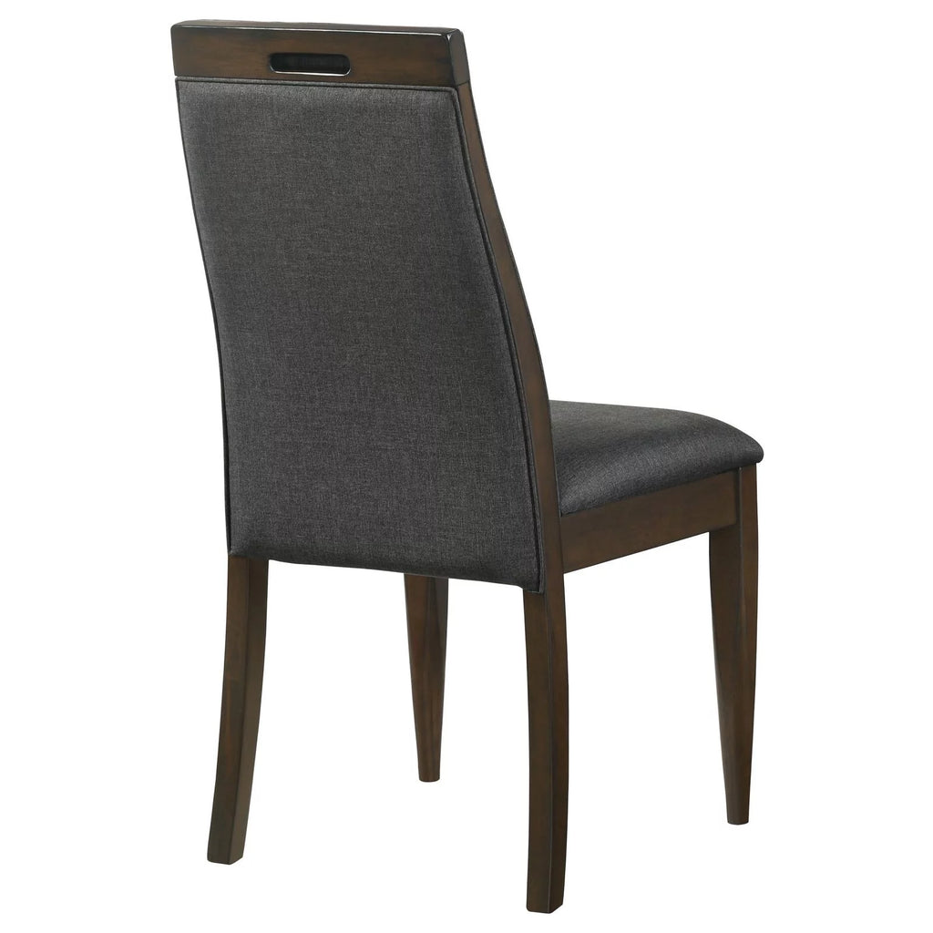 Upholstered Side Chair Set of 2 Grey Dark Walnut I129350