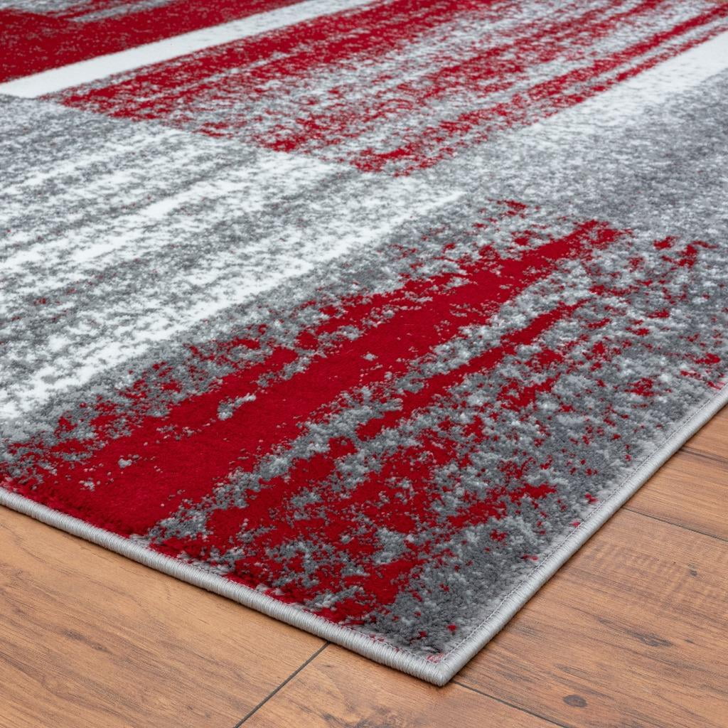 Red 6x9 Abstract Geometric Area Rug X6296