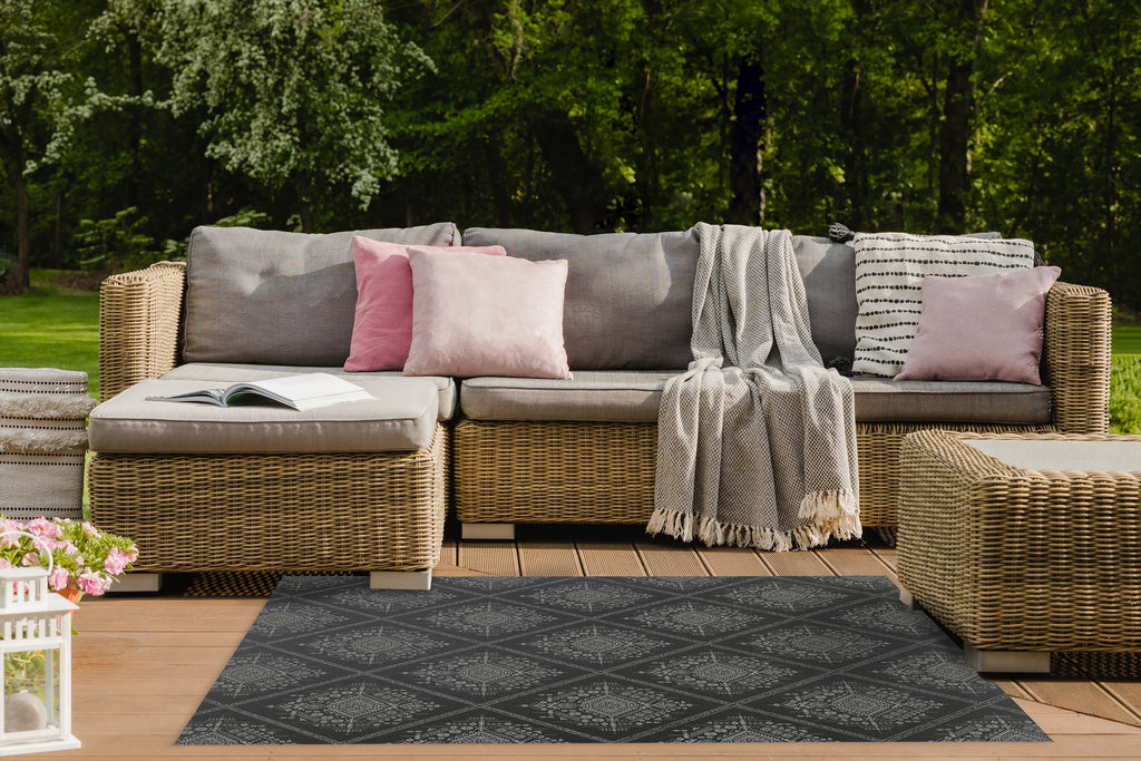 Charcoal Outdoor Rug O8278