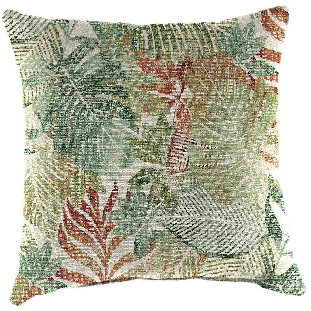 Almond Green Leaves Square Outdoor Throw Pillow 2 Pack I5009