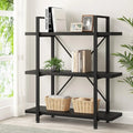 Black 3 Tier Metal Wooden Bookshelf F30845