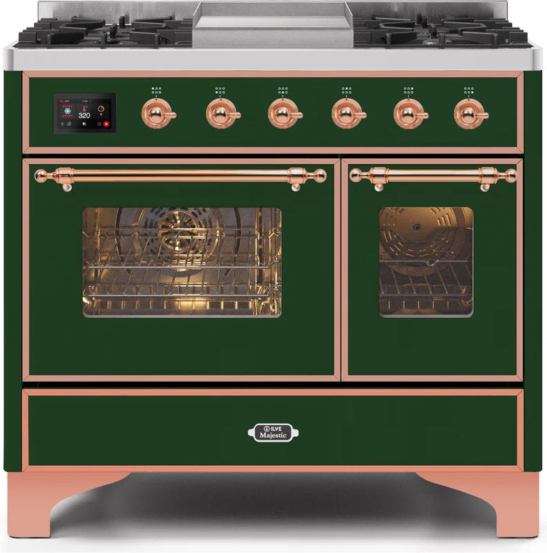 40 Dual Fuel Natural Gas Range Emerald Green Copper Trim P6676