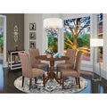 5 Piece Round Table with Fabric Parson Chairs X8710