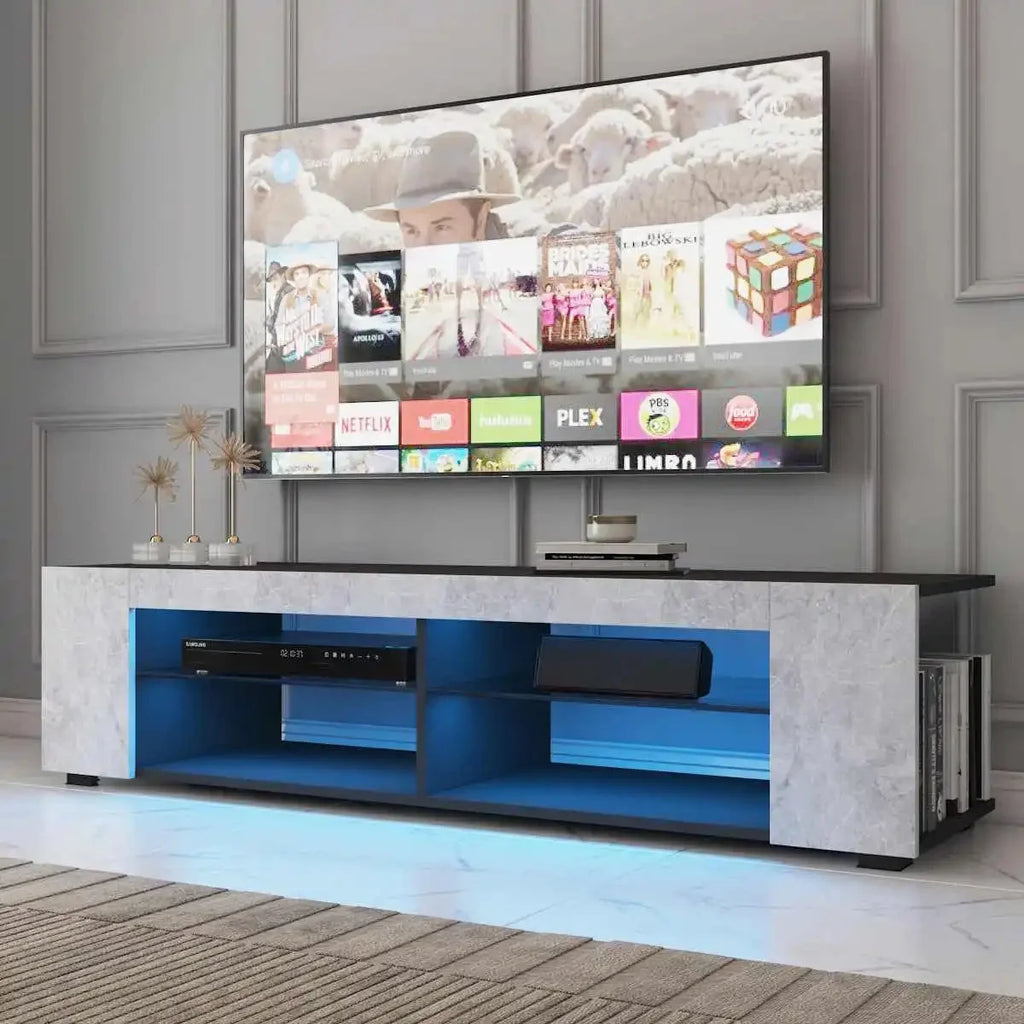 High Gloss 4-Shelf TV Stand with Bookshelves G54328