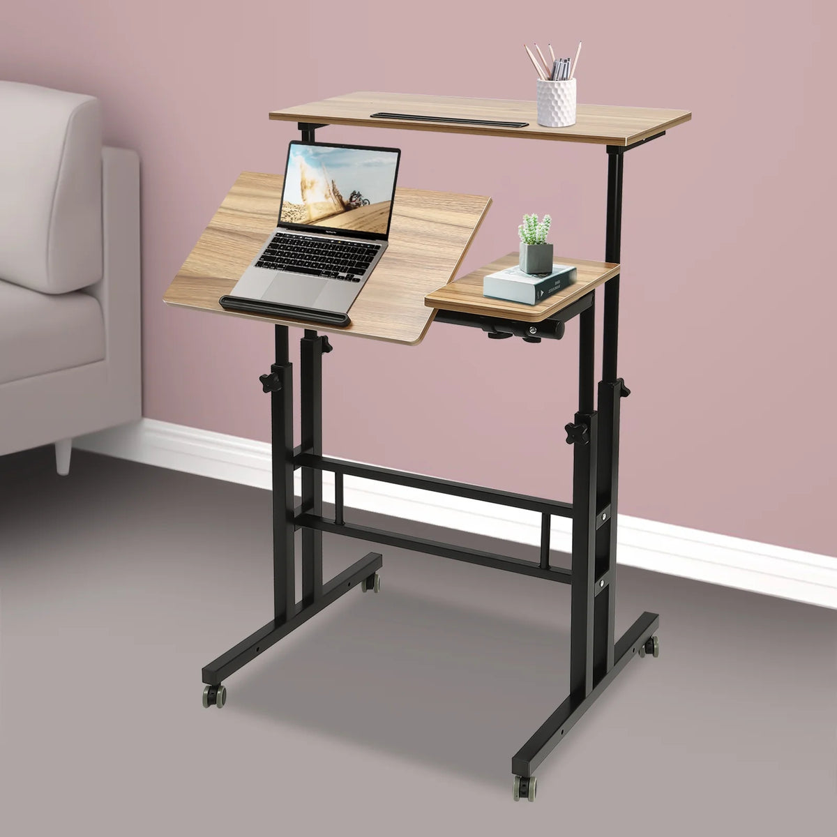 Mobile Stand Up Desk with Wheels Y15231