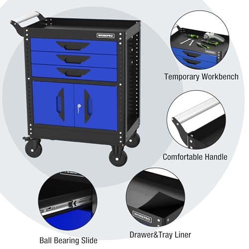 27.5 Inch 3-Drawer Rolling Steel Tool Chest with Wheels Q36382