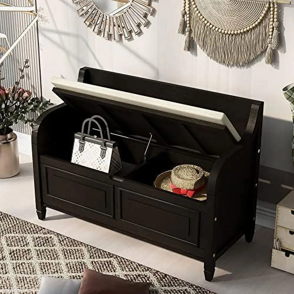 Wooden Entryway Bench with Shoe Cabinets O89770